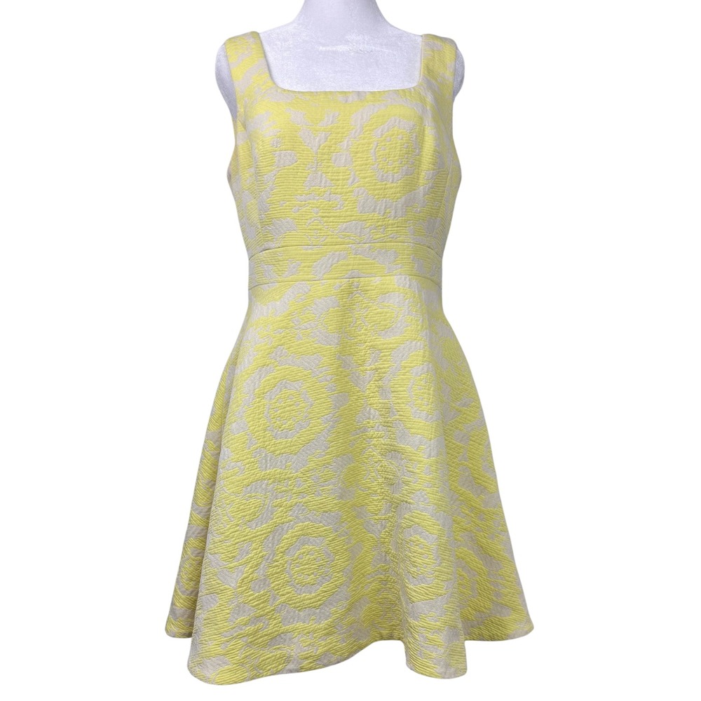 Karen Millen‎ Dress Womens Jacquard Lined Fit & Flare Sz 8 Cocktail Party Preppy